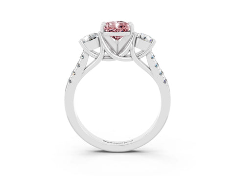 White gold Three-Stone Pear Cut Morganite Pavé Band with Four-Prong Setting_3