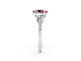 White gold Three-Stone Pear Cut Morganite Ring with Pavé Band and Prong Setting_14