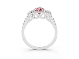 White gold Three-Stone Pear Cut Morganite Ring with Pavé Band and Prong Setting_15