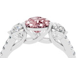 White gold Three-Stone Pear Cut Morganite Ring with Pavé Band and Prong Setting_16