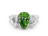 White gold Three-Stone Pear Cut Peridot Braided Band Ring with Four-Prong Setting_12