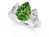 White gold Three-Stone Pear Cut Peridot Braided Band Ring with Four-Prong Setting_13