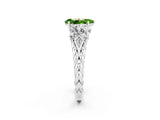 White gold Three-Stone Pear Cut Peridot Braided Band Ring with Four-Prong Setting_14