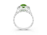White gold Three-Stone Pear Cut Peridot Braided Band Ring with Four-Prong Setting_15