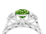 White gold Three-Stone Pear Cut Peridot Braided Band Ring with Four-Prong Setting_16