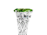 White gold Three-Stone Pear Cut Peridot Braided Band Ring with Four-Prong Setting_17