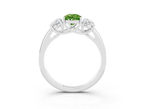White gold Three-Stone Pear Cut Peridot Engagement Ring with Prong Setting_3