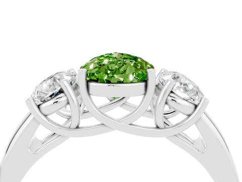 White gold Three-Stone Pear Cut Peridot Engagement Ring with Prong Setting_4