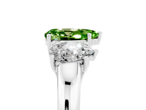 White gold Three-Stone Pear Cut Peridot Engagement Ring with Prong Setting_5