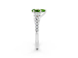 White gold Three-Stone Pear Cut Peridot Pavé Band with Four-Prong Setting_2