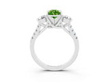White gold Three-Stone Pear Cut Peridot Pavé Band with Four-Prong Setting_3