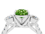 White gold Three-Stone Pear Cut Peridot Pavé Band with Four-Prong Setting_4