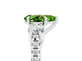 White gold Three-Stone Pear Cut Peridot Pavé Band with Four-Prong Setting_5