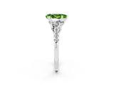 White gold Three-Stone Pear Cut Peridot Ring with Pavé Band and Prong Setting_14
