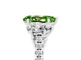 White gold Three-Stone Pear Cut Peridot Ring with Pavé Band and Prong Setting_17