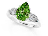 White gold Three-Stone Pear Cut Peridot Ring with Pear Side Stones and Four-Prong Setting_1