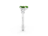 White gold Three-Stone Pear Cut Peridot Ring with Pear Side Stones and Four-Prong Setting_2