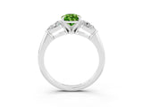 White gold Three-Stone Pear Cut Peridot Ring with Pear Side Stones and Four-Prong Setting_3