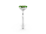 White gold Three-Stone Pear Cut Peridot Ring with Pear  Side Stones in Four-Prong Setting_14