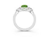 White gold Three-Stone Pear Cut Peridot Ring with Pear  Side Stones in Four-Prong Setting_15