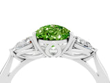 White gold Three-Stone Pear Cut Peridot Ring with Pear  Side Stones in Four-Prong Setting_16