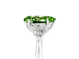White gold Three-Stone Pear Cut Peridot Ring with Pear  Side Stones in Four-Prong Setting_17