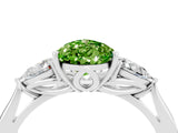 White gold Three-Stone Pear Cut Peridot Ring with Pear  Side Stones in Four-Prong Setting_52