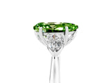 White gold Three-Stone Pear Cut Peridot Ring with Pear  Side Stones in Four-Prong Setting_53
