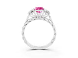 White gold Three-Stone Pear Cut Pink Sapphire Braided Band Ring with Four-Prong Setting_39