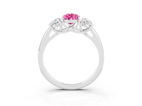 White gold Three-Stone Pear Cut Pink Sapphire Engagement Ring with Prong Setting_3