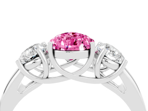 White gold Three-Stone Pear Cut Pink Sapphire Engagement Ring with Prong Setting_4
