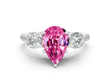 White gold Three-Stone Pear Cut Pink Sapphire Pavé Band with Four-Prong Setting_24