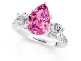 White gold Three-Stone Pear Cut Pink Sapphire Pavé Band with Four-Prong Setting_25