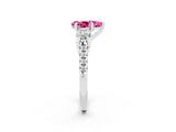 White gold Three-Stone Pear Cut Pink Sapphire Pavé Band with Four-Prong Setting_26