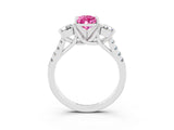 White gold Three-Stone Pear Cut Pink Sapphire Pavé Band with Four-Prong Setting_27