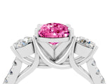 White gold Three-Stone Pear Cut Pink Sapphire Pavé Band with Four-Prong Setting_28