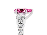 White gold Three-Stone Pear Cut Pink Sapphire Pavé Band with Four-Prong Setting_29