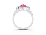 White gold Three-Stone Pear Cut Pink Sapphire Ring with Pavé Band and Prong Setting_39
