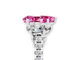 White gold Three-Stone Pear Cut Pink Sapphire Ring with Pavé Band and Prong Setting_41