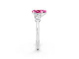 White gold Three-Stone Pear Cut Pink Sapphire Ring with Pear Side Stones and Four-Prong Setting_26