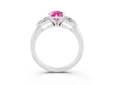 White gold Three-Stone Pear Cut Pink Sapphire Ring with Pear Side Stones and Four-Prong Setting_27