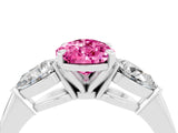 White gold Three-Stone Pear Cut Pink Sapphire Ring with Pear Side Stones and Four-Prong Setting_28