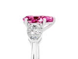 White gold Three-Stone Pear Cut Pink Sapphire Ring with Pear Side Stones and Four-Prong Setting_29