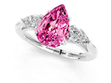 White gold Three-Stone Pear Cut Pink Sapphire Ring with Pear  Side Stones in Four-Prong Setting_13