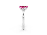 White gold Three-Stone Pear Cut Pink Sapphire Ring with Pear  Side Stones in Four-Prong Setting_14