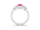 White gold Three-Stone Pear Cut Pink Sapphire Ring with Pear  Side Stones in Four-Prong Setting_15