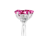 White gold Three-Stone Pear Cut Pink Sapphire Ring with Pear  Side Stones in Four-Prong Setting_17