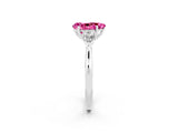 White gold Three-Stone Pear Cut Pink Sapphire Ring with Pear  Side Stones in Four-Prong Setting_50