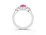 White gold Three-Stone Pear Cut Pink Sapphire Ring with Pear  Side Stones in Four-Prong Setting_51