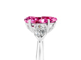 White gold Three-Stone Pear Cut Pink Sapphire Ring with Pear  Side Stones in Four-Prong Setting_53